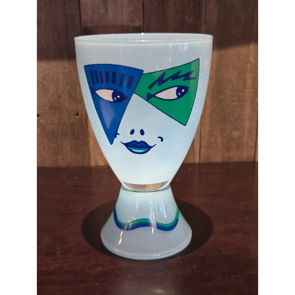 Post-Modern Glass Vase by J Kustosch for Vis-À-Vis Collection of Ritzenhoff Face